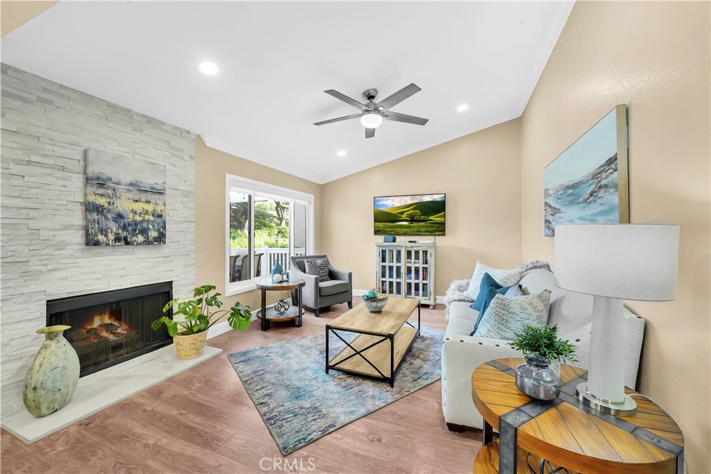 Spacious Living Room with Fireplace and Modern Real Estate Decor