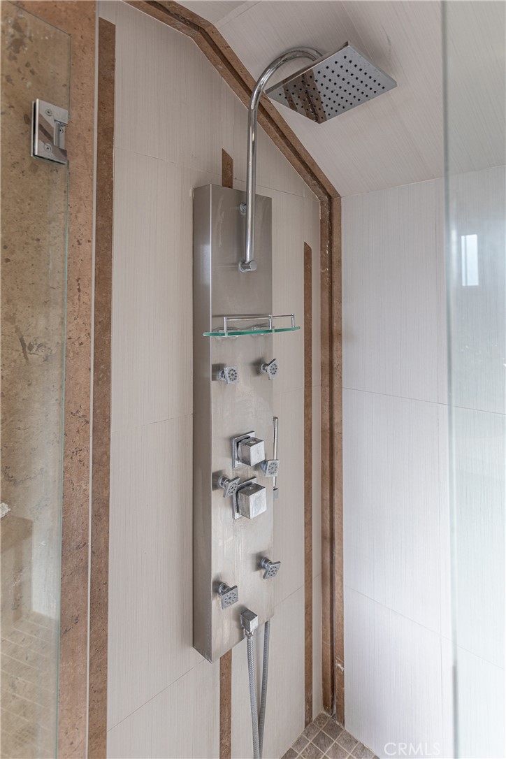 Modern Shower Fixture with Rain Showerhead in Stylish Bathroom
