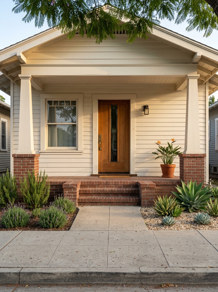 Charming Bungalow With Front Porch and Succulent Garden in Real Estate Listings
