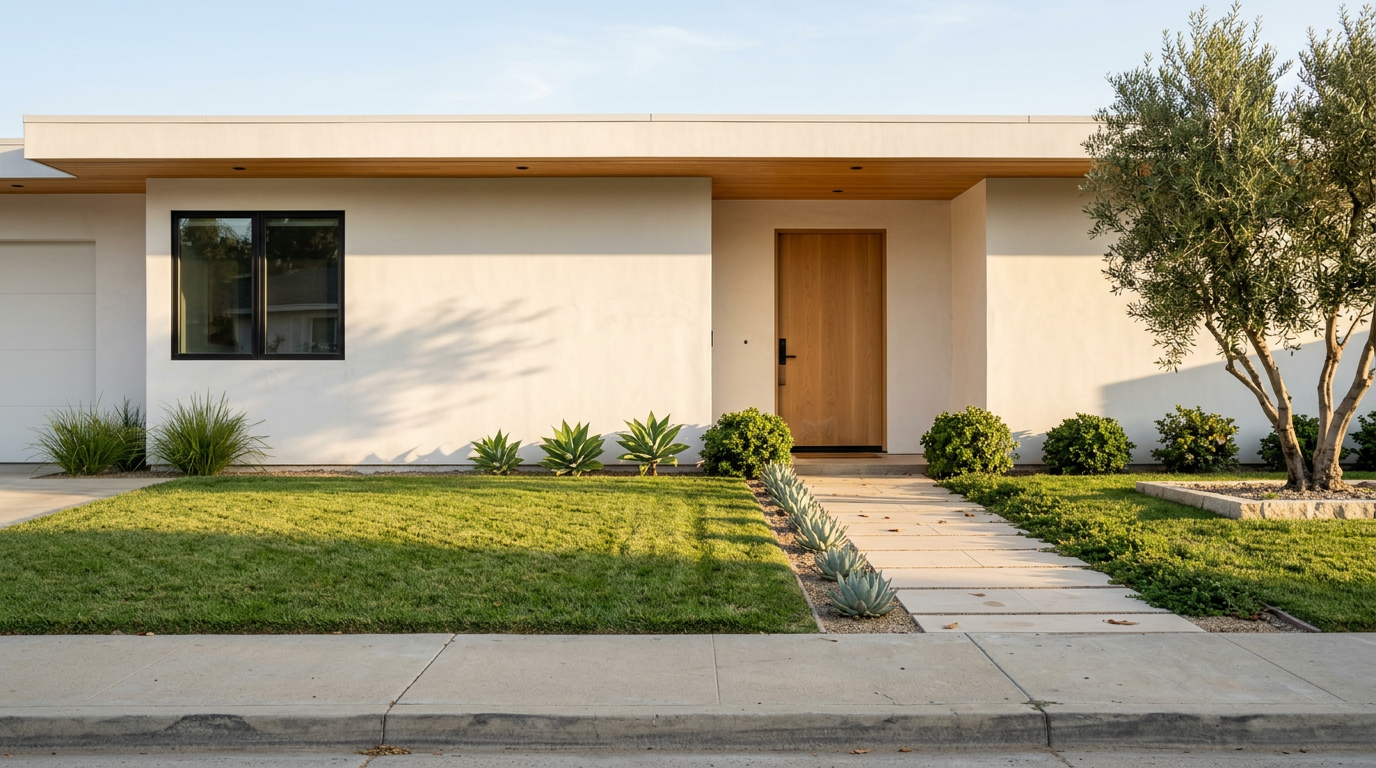 Modern Single-Story Home With Well-Maintained Lawn and Minimalist Landscaping