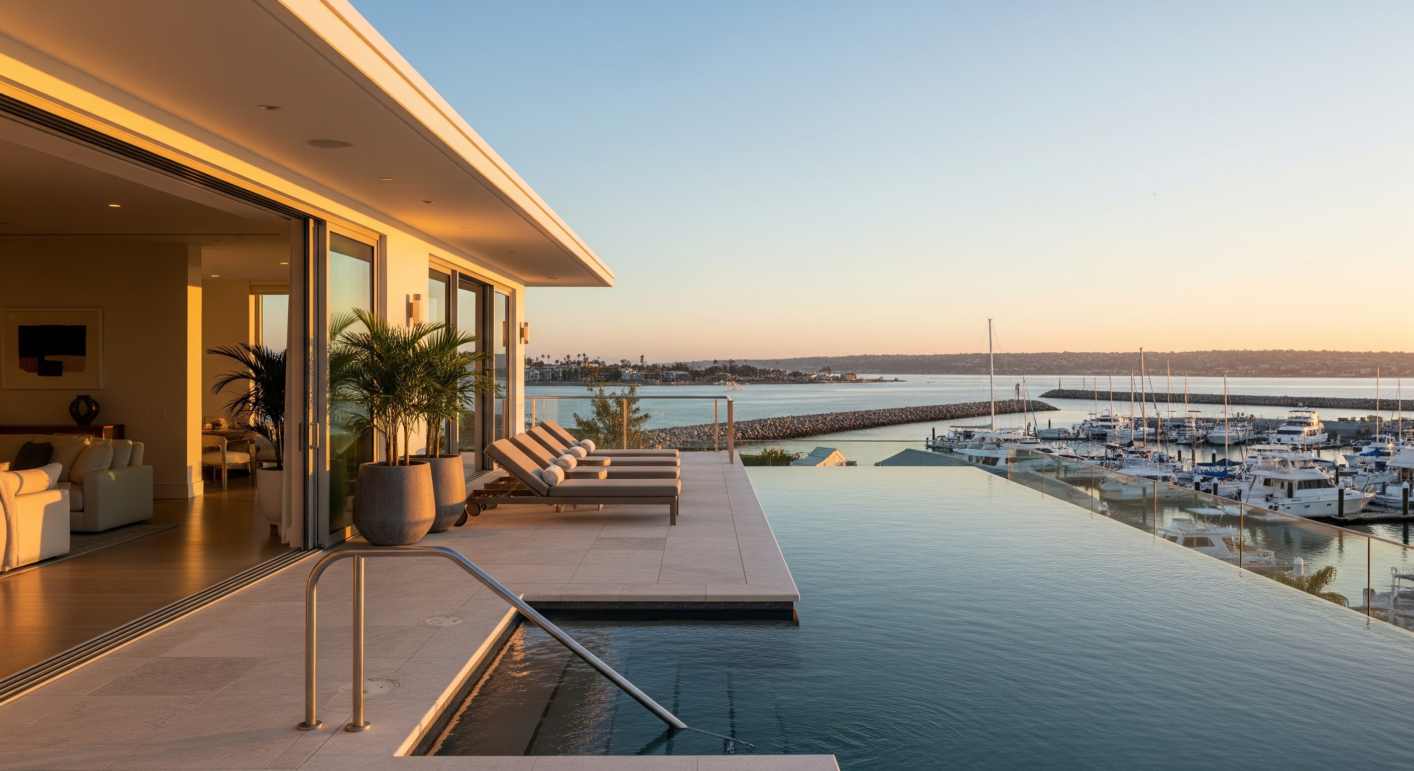 Luxury Waterfront Home With Pool Overlooking Marina and Real Estate Listings